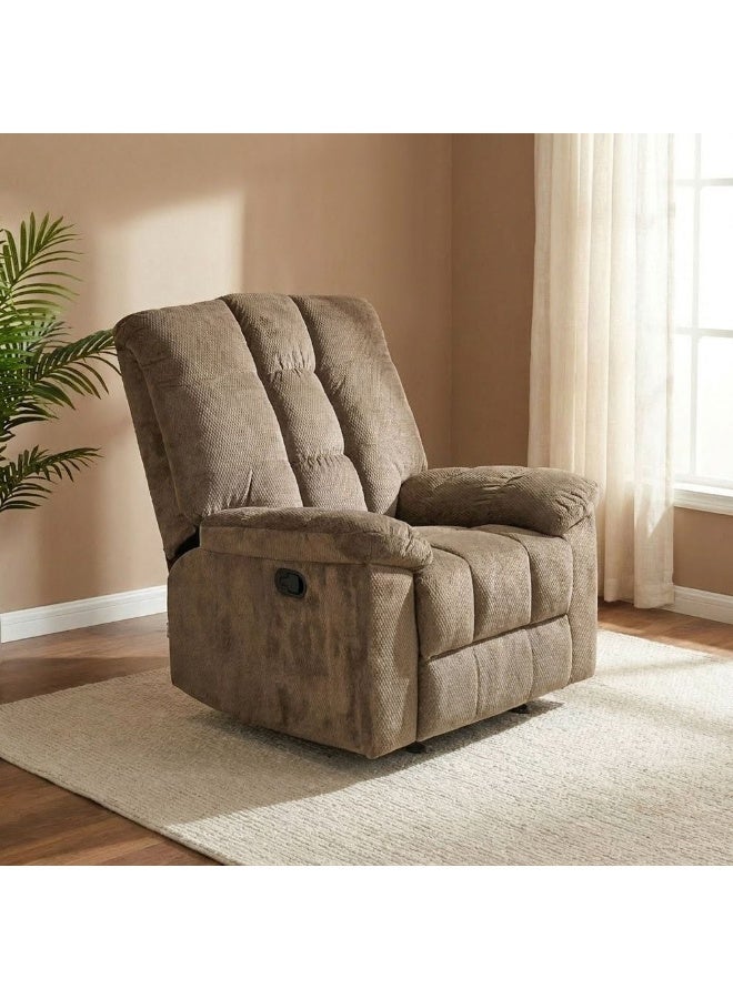 DANUBE HOME Simone 1 Seater Fabric Recliner Sofa I Modern Design One Seat Relaxing Chair I Living Room Furniture L 95 x W 74 x H 105 cm - Light Brown - Image 1
