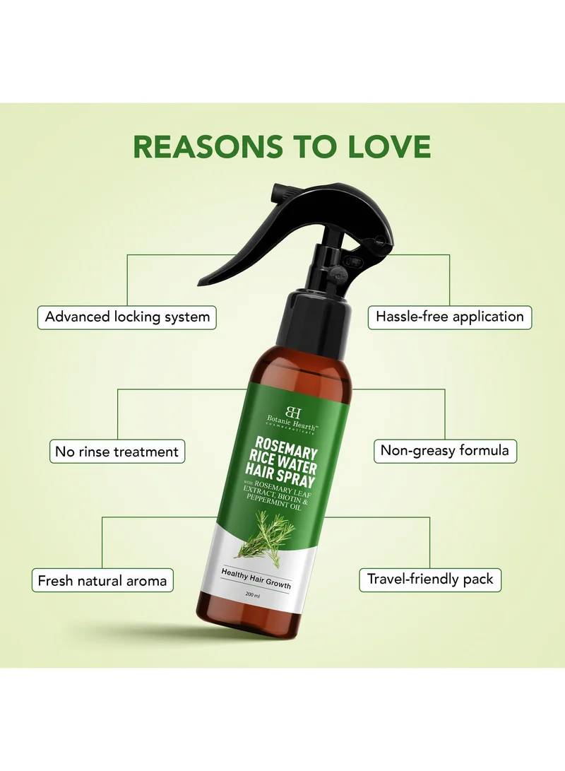Botanic Hearth Botanic Hearth Rosemary Rice Water Spray for Hair Growth 200ml | Strengthen & Moisturize | Natural Scalp Care for Thicker, Healthier Hair | Ideal Leave-In Conditioner Alternative for All Hair Types