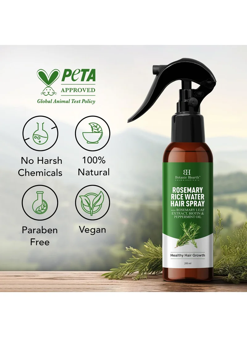 Botanic Hearth Botanic Hearth Rosemary Rice Water Spray for Hair Growth 200ml | Strengthen & Moisturize | Natural Scalp Care for Thicker, Healthier Hair | Ideal Leave-In Conditioner Alternative for All Hair Types