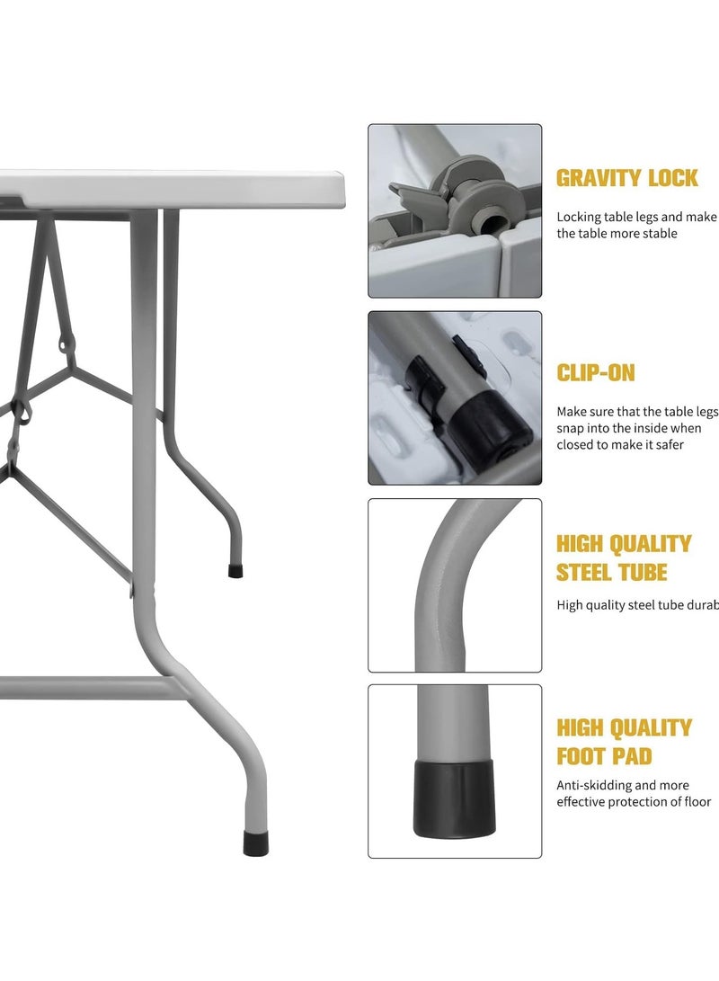 مخطوطات طاولة تخييم متعددة الأغراض شديدة التحمل، طاولة قابلة للطي للنزهات، طاولة طعام مركزية مثالية للحرف اليدوية والمناسبات الخارجية، طاولة خفيفة الوزن ومتينة مع مقبض حمل (180 × 70 × 74 سم) - Image 3