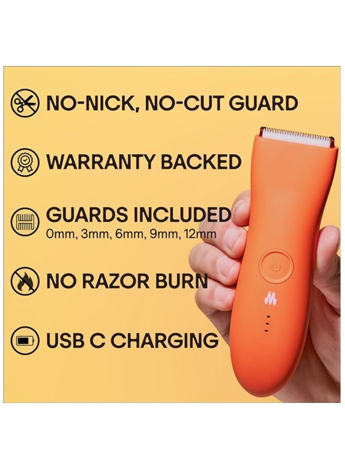 Meridian The Trimmer Premium - Genuine Electric Body And Hair Shaver Kit, 1 Replacement Blade - Cordless, Waterproof and Rechargeable, For Men And Women, Orange - Image 2