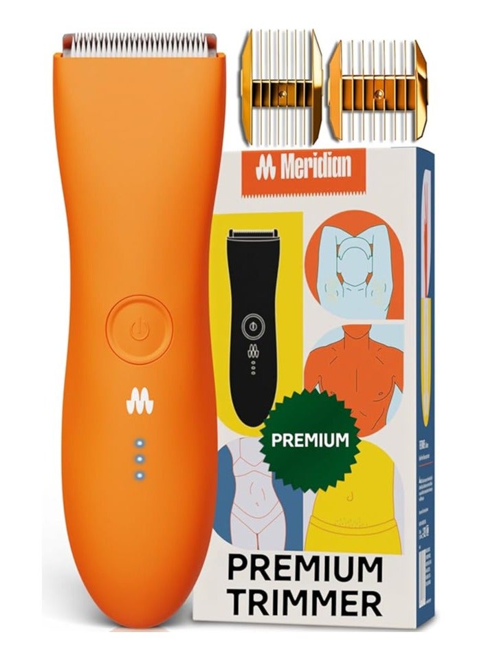 Meridian The Trimmer Premium - Genuine Electric Body And Hair Shaver Kit, 1 Replacement Blade - Cordless, Waterproof and Rechargeable, For Men And Women, Orange - Image 1