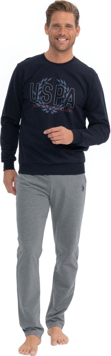 U.S. Polo Assn. 18824 Men's Navy Blue Long Sleeve Round Neck Two Thread Tracksuit Set - Image 3