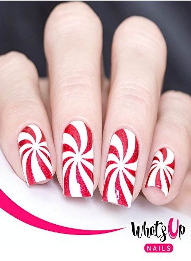 Whats Up Nails - Christmas Nail Vinyl Stencils 4 Pack (Peppermint Candy Bell Festive Globes Antler) For Nail Art Design - Image 1