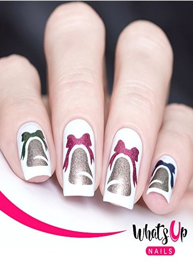 Whats Up Nails - Christmas Nail Vinyl Stencils 4 Pack (Peppermint Candy Bell Festive Globes Antler) For Nail Art Design - Image 1