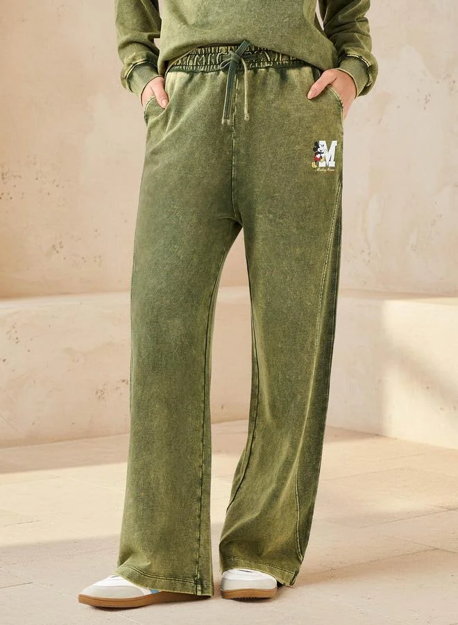 اس بي كاركترز Cotton Wide Leg Pants with Mickey Mouse Print