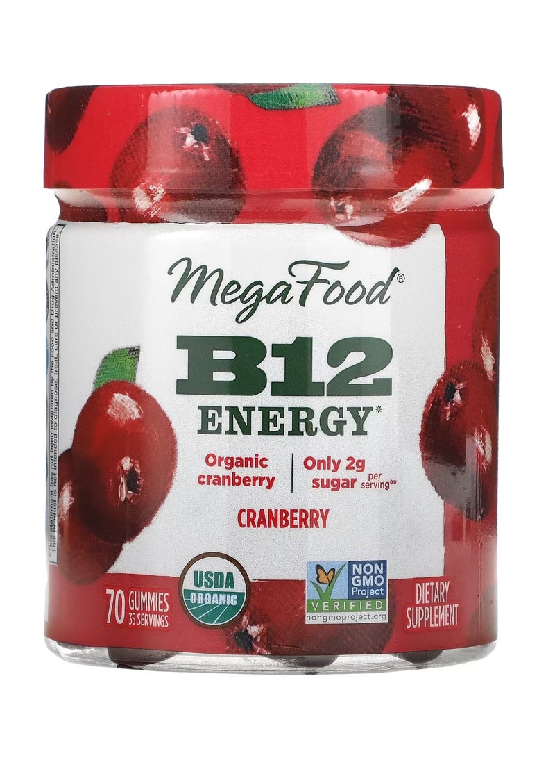 MegaFood B12 Energy Cranberry 70 Gummies