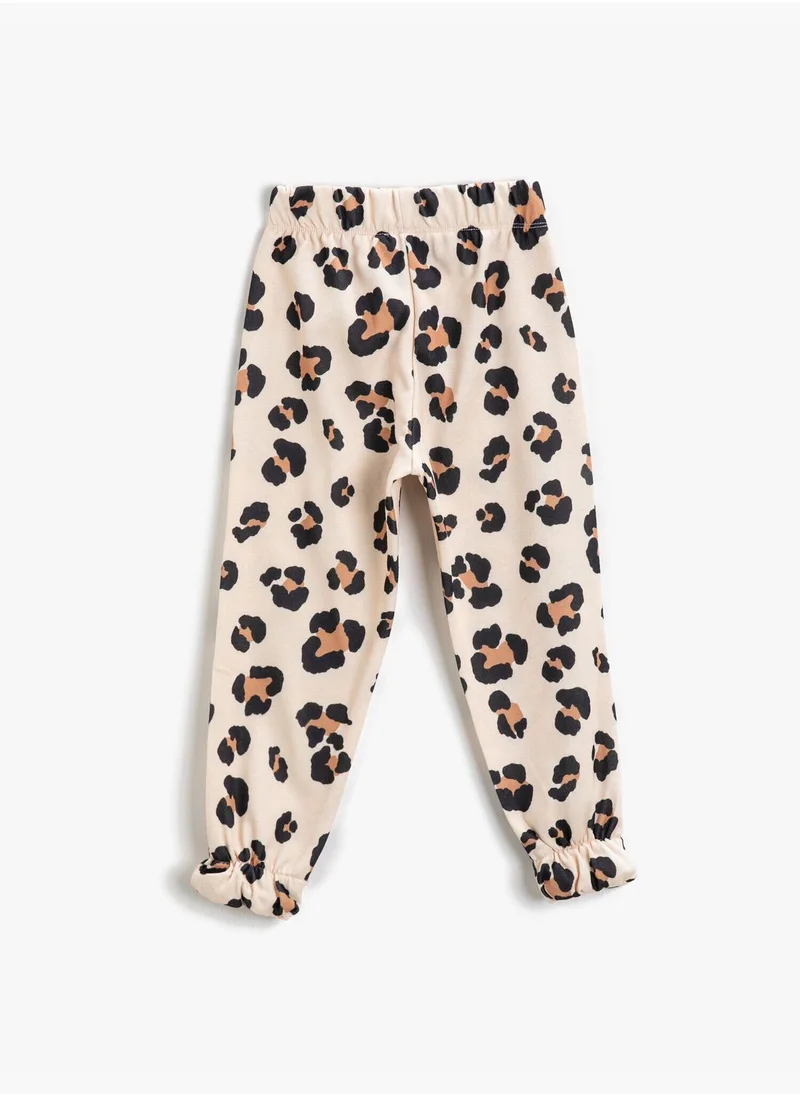 KOTON Leopard Patterned Jogger Sweatpants