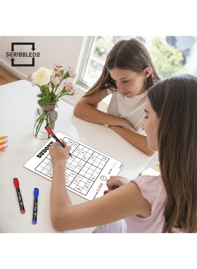 Scribbledo Dry Erase Sudoku For Kids Sudoku Puzzles For Adults All Ages 9”X12” White Board Easy Hard Sudoku Math Educational Game Whiteboard - Image 2
