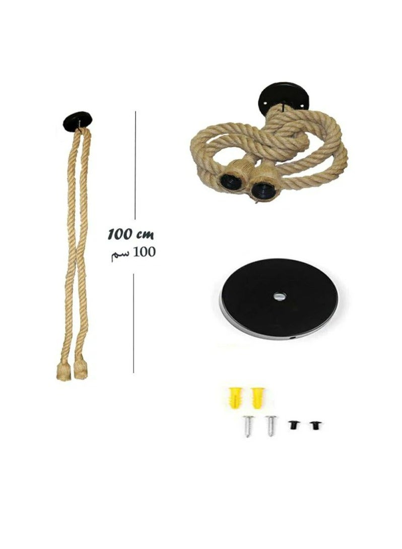 Study Double Head Rope Pendant Light Beige/Clear 100cm - Image 3