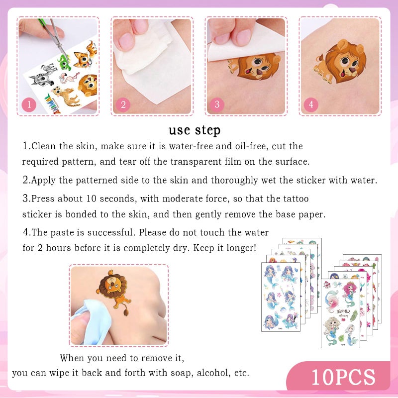 SOLARAE Temporary Tattoos for Kids, 10 Pcs Kids Tattoo Stickers Waterproof Cute Fake Tattoos for Kids, Party Bag Fillers, Birthday Party Favors, School Rewards Gifts for Boys Girls - Image 3