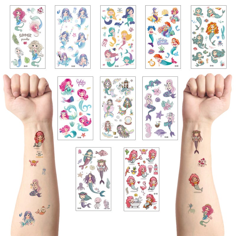 SOLARAE Temporary Tattoos for Kids, 10 Pcs Kids Tattoo Stickers Waterproof Cute Fake Tattoos for Kids, Party Bag Fillers, Birthday Party Favors, School Rewards Gifts for Boys Girls - Image 1