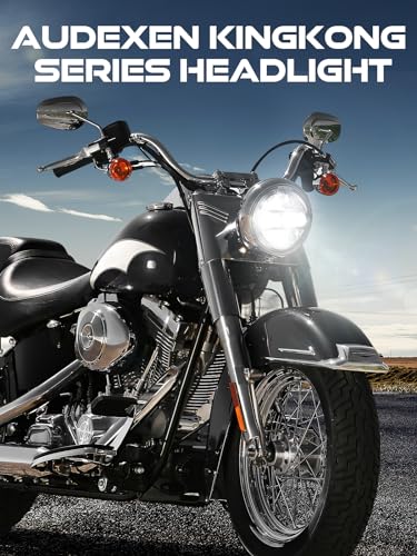 AUDEXEN 5.75 Inch Led Headlight 55W 5-3/4" Round Headlight Compatible with Harley Dyna Sportster Street Bob Softail Iron 883 Street Rod Deuce Custom Super Wide Glide Motorcycle, Chrome - Image 3