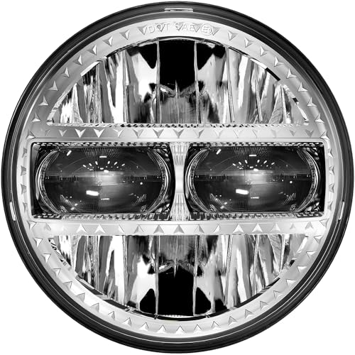 AUDEXEN 5.75 Inch Led Headlight 55W 5-3/4" Round Headlight Compatible with Harley Dyna Sportster Street Bob Softail Iron 883 Street Rod Deuce Custom Super Wide Glide Motorcycle, Chrome - Image 1
