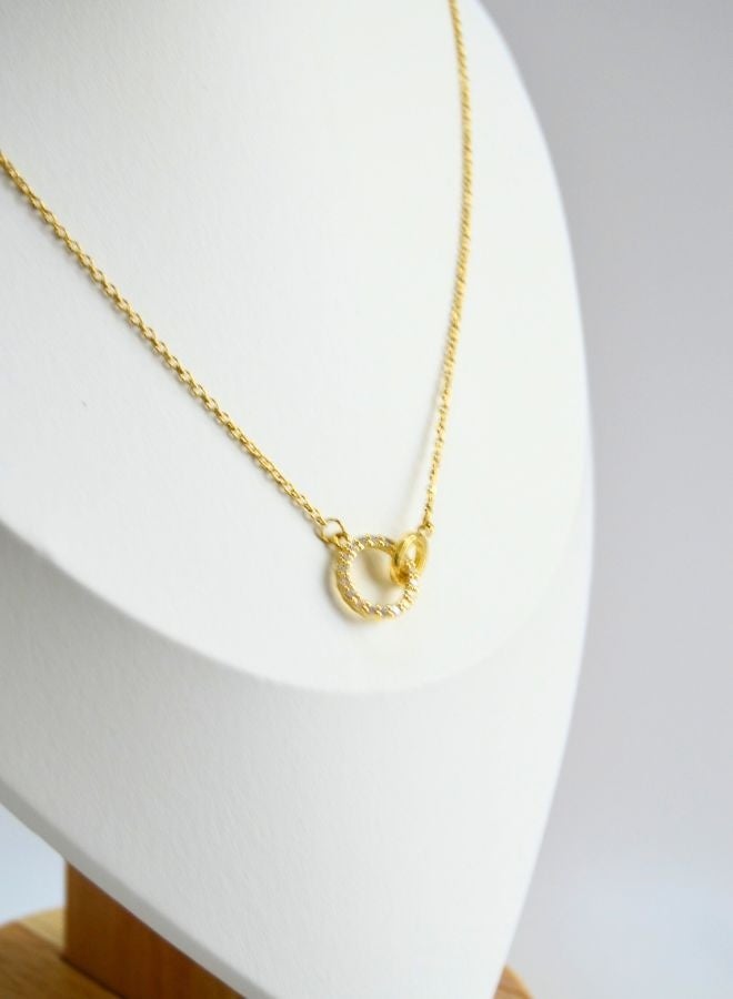 Andaazs Andaazs Women's Starlight 18K Gold Plated Necklace with Circle Intertwined Pendant with cubic zirconia inserts  - Image 3