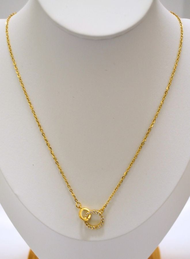 Andaazs Andaazs Women's Starlight 18K Gold Plated Necklace with Circle Intertwined Pendant with cubic zirconia inserts  - Image 1