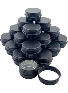 CTKcom 1/2-Ounce Metal Tins Screw Top Flat Aluminum Black Slide Round Tin Containers for Lip Balm Crafts Cosmetic Candles Travel Storage Kit,Pack of 18 