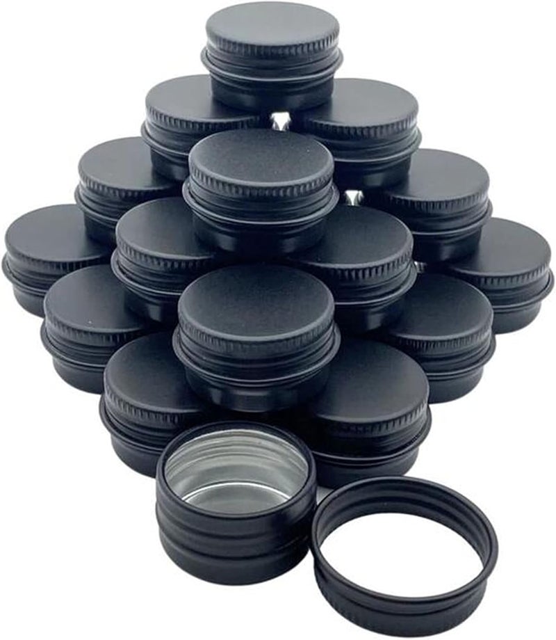 CTKcom - 1/2-Ounce Metal Tins Screw Top Flat Aluminum Black Slide Round Tin Containers for Lip Balm Crafts Cosmetic Candles Travel Storage Kit,Pack of 18 - Image 1