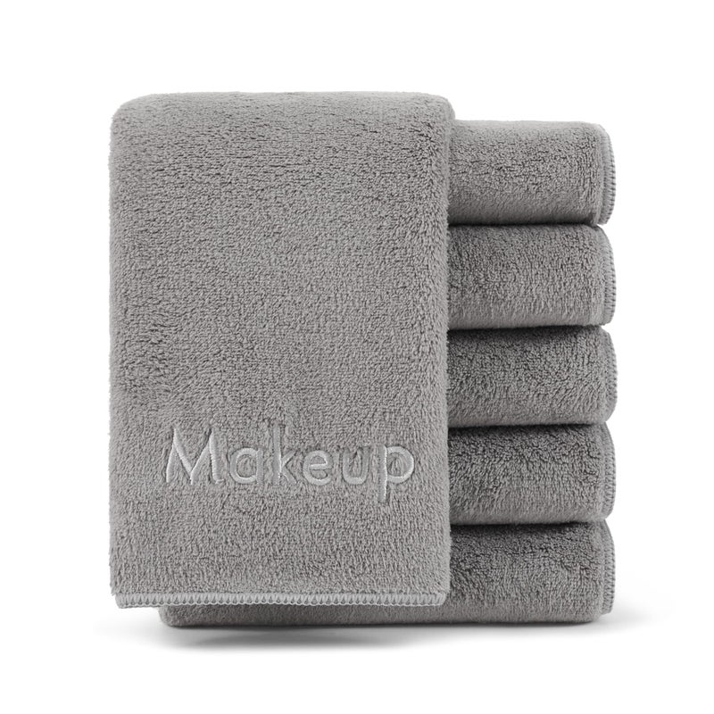 Arkwright Makeup Towels  Pack of 6  Ultra Soft  Gentle Microfiber Coral Fleece Washcloth Face Make Up Remover Reusuable Eraser Cloth Essentials for Hosts  Artists 13 x 13 in Grey