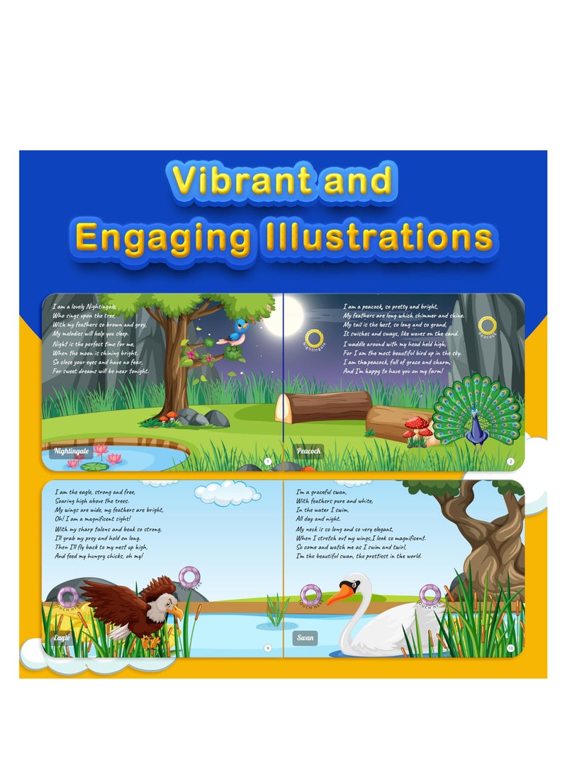 Kiddale Pack of 2 Musical Birds Nursery Rhymes and Aquatic Rhymes Sound Book for 1+ Year Old|Interactive Touch n Play Sound Book|Learning & Education for 1-3 Years Old|Sing Along Books  - Image 3
