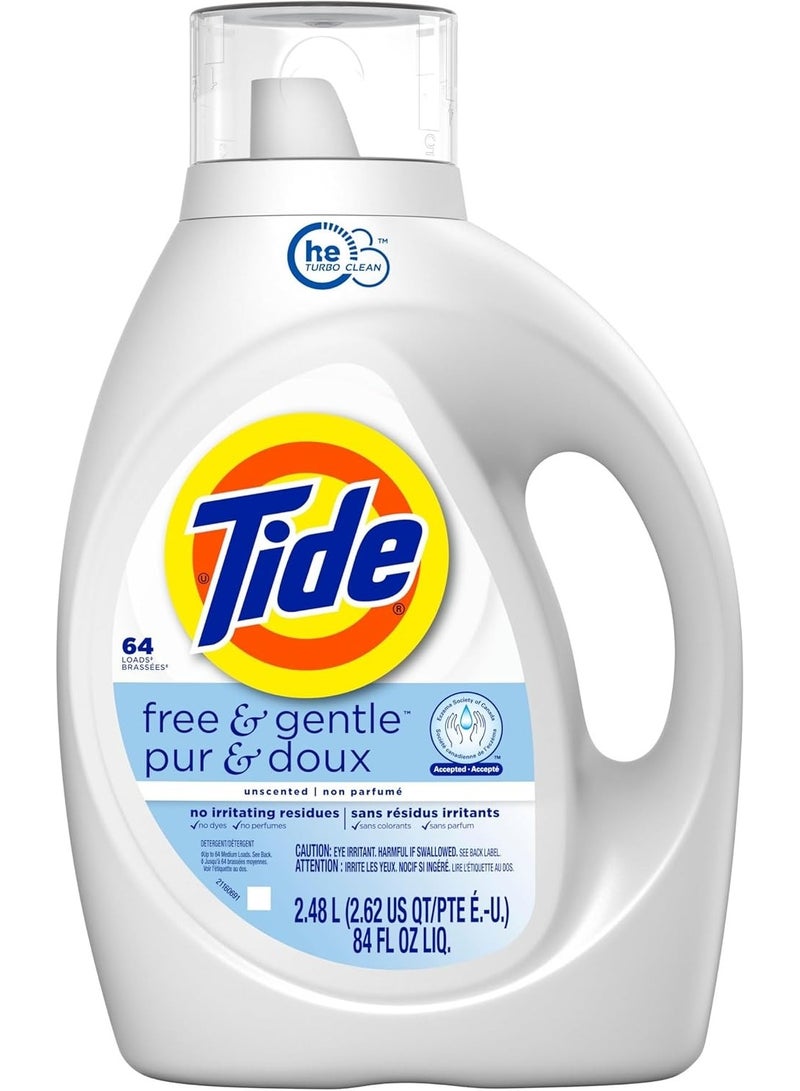تايد منظف ​​غسيل سائل لطيف وخالٍ من الرائحة، 64 غسلة، 2.48 لتر - Image 1