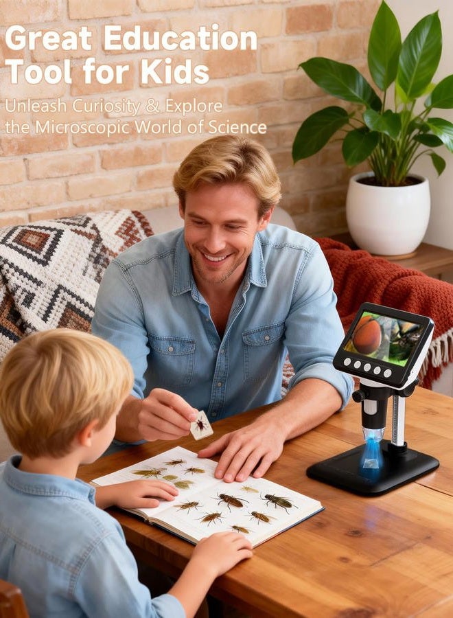 WKR Digital Microscope, 4.3" LCD USB Coin Microscope, 1080P Error Coin Magnifier with 8 Adjustable LED Lights, PC View, Compatible with Windows for Adults Kids - Image 5