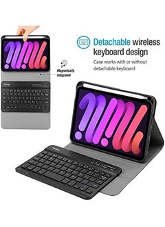 Procases Keyboard Case For Ipad Mini A17 Pro 7Th Gen 2024 Ipad Mini 6 2021 Detachable Wireless Keyboard Protective Cover Cases For 8.3 Inch Ipad Mini 6Th Generation Gen Keyboard Case Black  - Image 3
