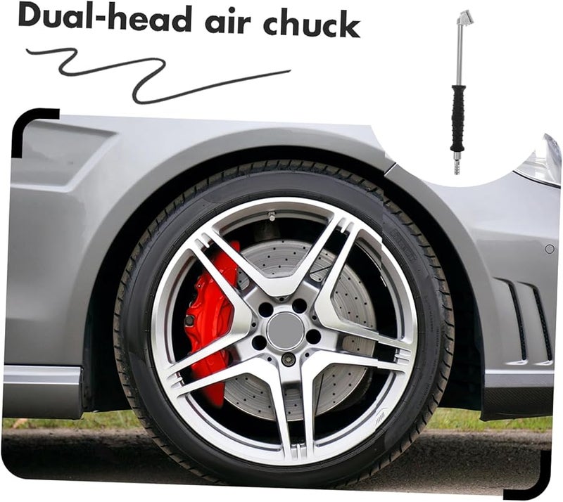 مقبض هواء إطارات مزدوج الرأس مع ذراع يدوي لنفخ إطارات الدراجات النارية، أداة محمولة - Image 5