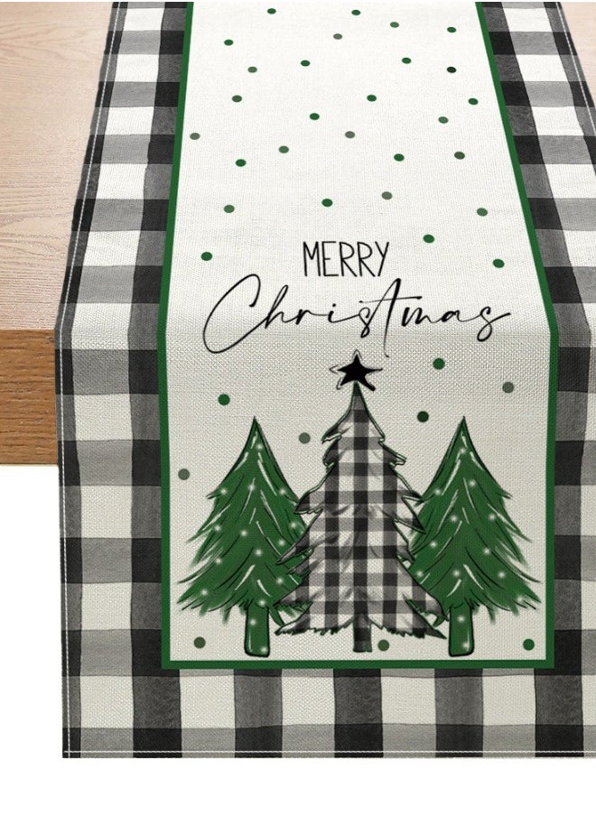 Generic Christmas tree print tablecloth white/green 33x250cm 