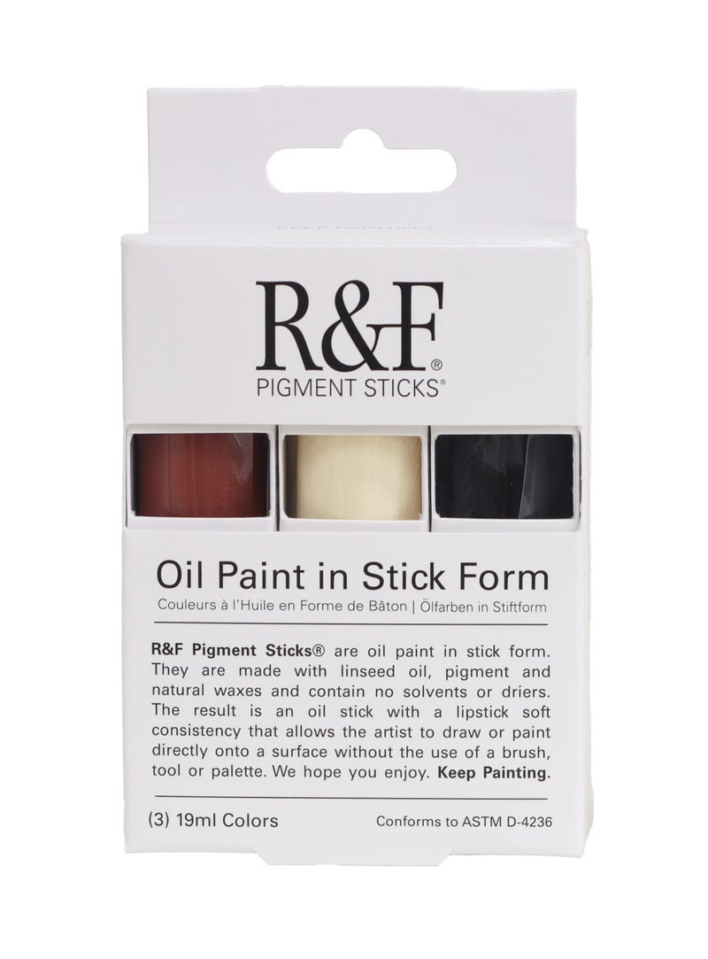 R&F Handmade Paints - Professional Oil Pigment Stick, Begin - Set of 3 19ml - Image 1