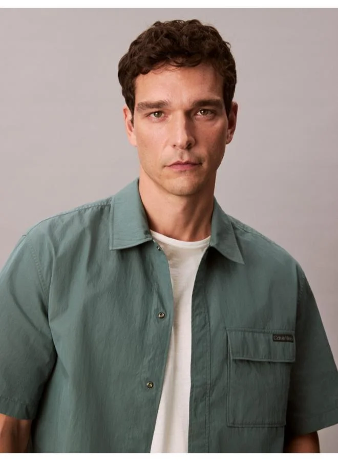 Calvin Klein Jeans Relaxed Cotton Blend Short Sleeve Shirt