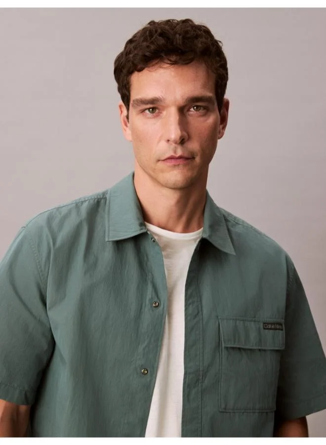 Calvin Klein Jeans  Relaxed Cotton Blend Short Sleeve Shirt for Men | Best Price UAE