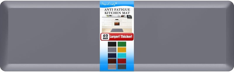 StepLively 4/5 Inch Thick Kitchen Mat - Cushioned Anti Fatigue Mats for Kitchen Floor - Easy to Clean, Waterproof, Non-Slip Kitchen Rug for Sink, Office, Kitchen (22''x72'' Grey) - Image 1