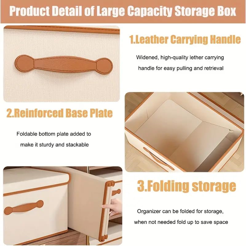 Calyrex Storage Bins With FlipTop Lid Handle Linen Fabric Foldable Storage Boxes Organizer Containers Baskets Cube With Cover For Bedroom Closet Office 1 Pack26 LGrey - Image 5