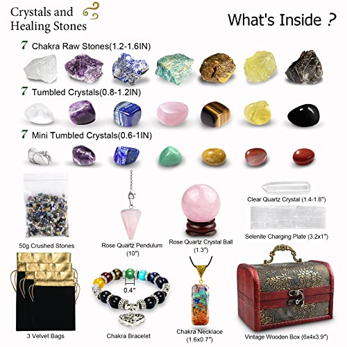 TATOODAA Healing Crystals Set, 28 Pcs Crystals and Healing Stones 7 Chakra Stones Kit for Beginners Raw Protection Reiki Spiritual Energy Meditation Natural Gem with Wooden Box, Crystals Gifts for Women - Image 3
