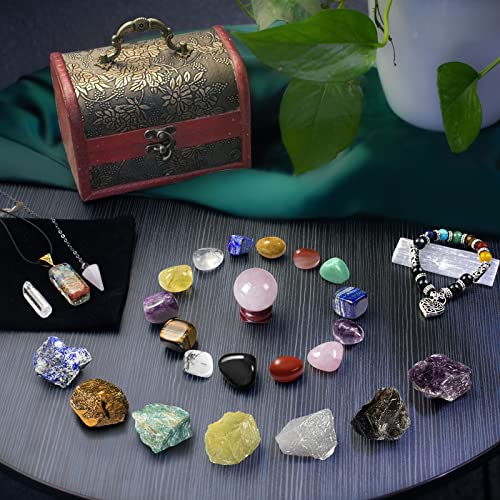 TATOODAA Healing Crystals Set, 28 Pcs Crystals and Healing Stones 7 Chakra Stones Kit for Beginners Raw Protection Reiki Spiritual Energy Meditation Natural Gem with Wooden Box, Crystals Gifts for Women - Image 2