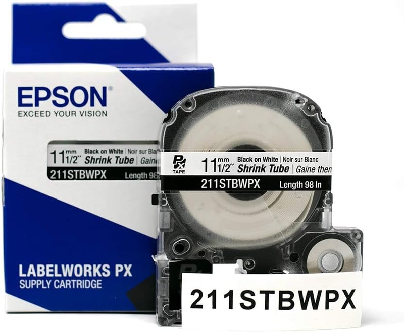 LABELWORKS Epson 211STBWPX Genuine Tape Cartridge - Black on White Shrink Tube Industrial Label Maker Tape - AWG 2-8, 1/2" (11MM) Wide, 8 ft (96") - Image 5