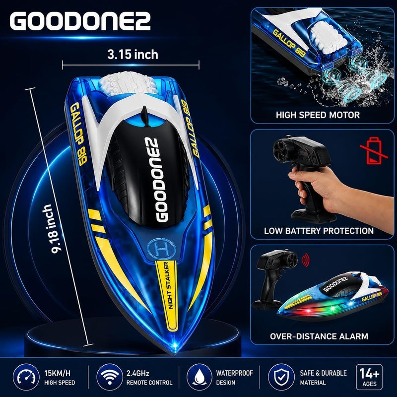 GOODONE2 Electric RC Boats for Kids, High Speed Remote Control Boat for Kids, Fast Speed RC Jet Boat for Pool (Boat) - Image 5