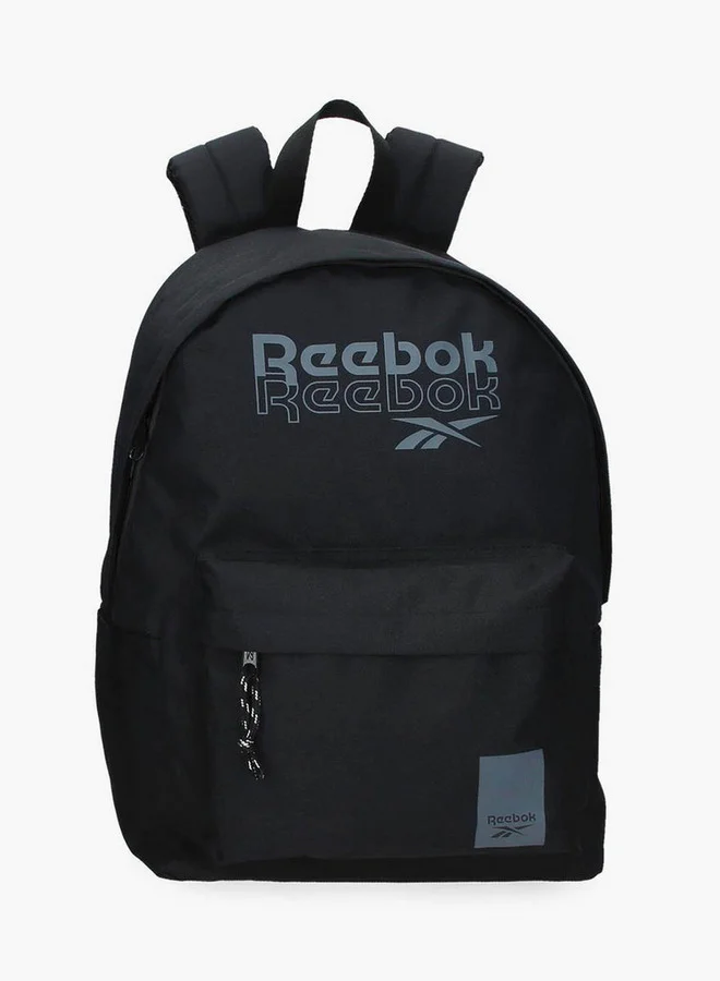 ريبوك Logo Print School Backpack with Adjustable Straps and Zip Closure - 38x19x43 cm