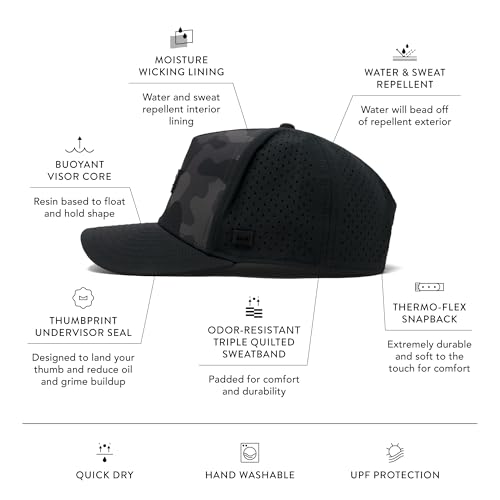 melin Odysea Brick Hydro, Olive Camo Midnight, Performance Snapback Hat, Water-Resistant Baseball Cap for Men & Women, Small - Image 2