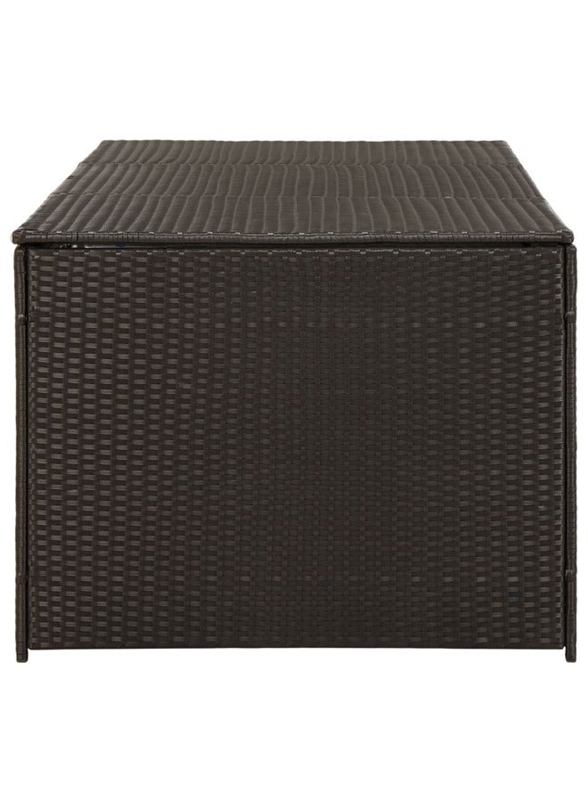 فيداكسل vidaXL صندوق تخزين للحديقة بولي روطان 180×90×70 سم بني - Image 3