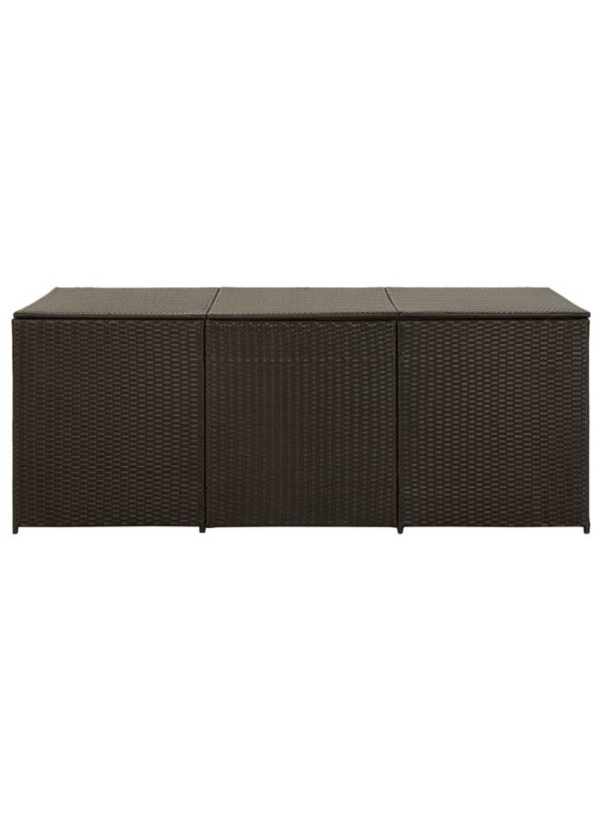 فيداكسل vidaXL صندوق تخزين للحديقة بولي روطان 180×90×70 سم بني - Image 4