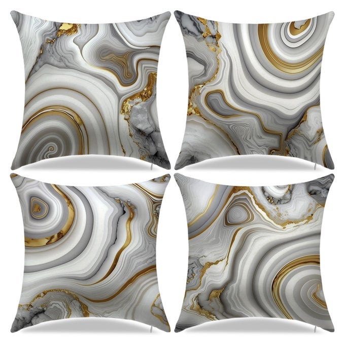 18 X 18 INCH SET OF 4 DECORATIVE PILLOW COVERS GREY MARBLE TEXTURE THROW PILLOW COVERS LIVING ROOM DECOR SQUARE CUSHION COVERS FOR MODERN STYLES ABSTRACT HOME BEDROOM COUCH CHAIR SOFA PILLOW CASES