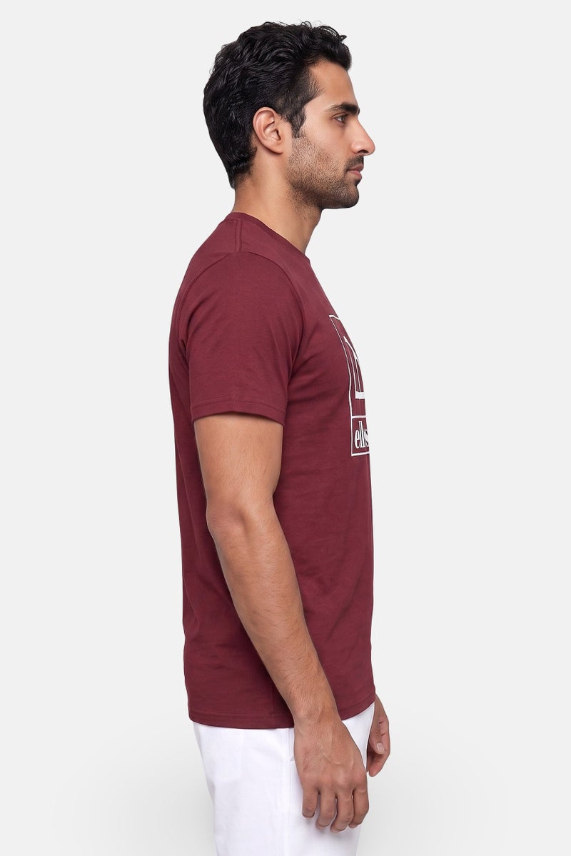 Ellesse Men Sportwear Fit Short Sleeve Outdoor T-Shirt, Maroon - Image 3