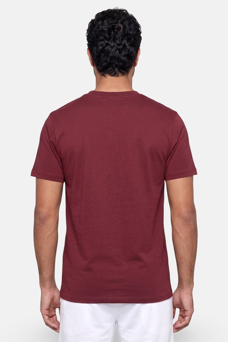 Ellesse Men Sportwear Fit Short Sleeve Outdoor T-Shirt, Maroon - Image 4