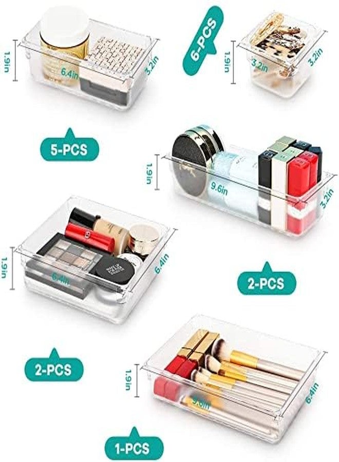 Kaito Desk Drawer Organizer Tray Acrylic Clear Makeup Drawer Organizers (16 Pc) - Transparent - Image 2