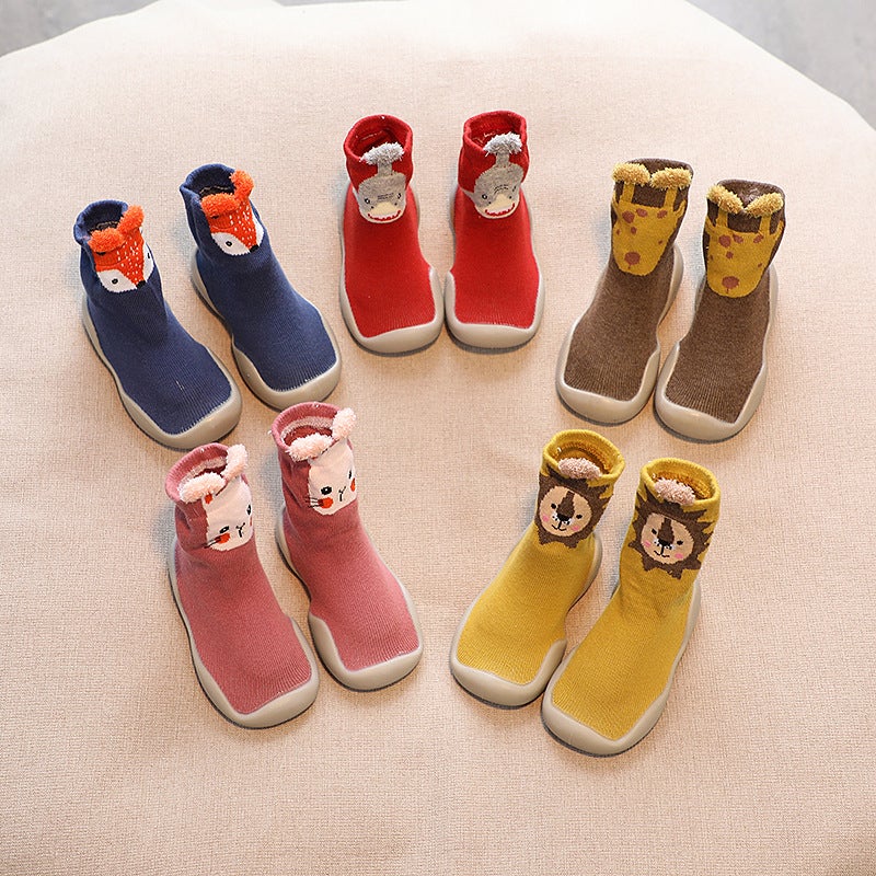 Qi Ta Kids Socks Shoes Spring/Autumn Toddler Walking Shoes Cartoon Floor Shoes Waterproof Non-Slip Mid-Calf Socks - Image 1