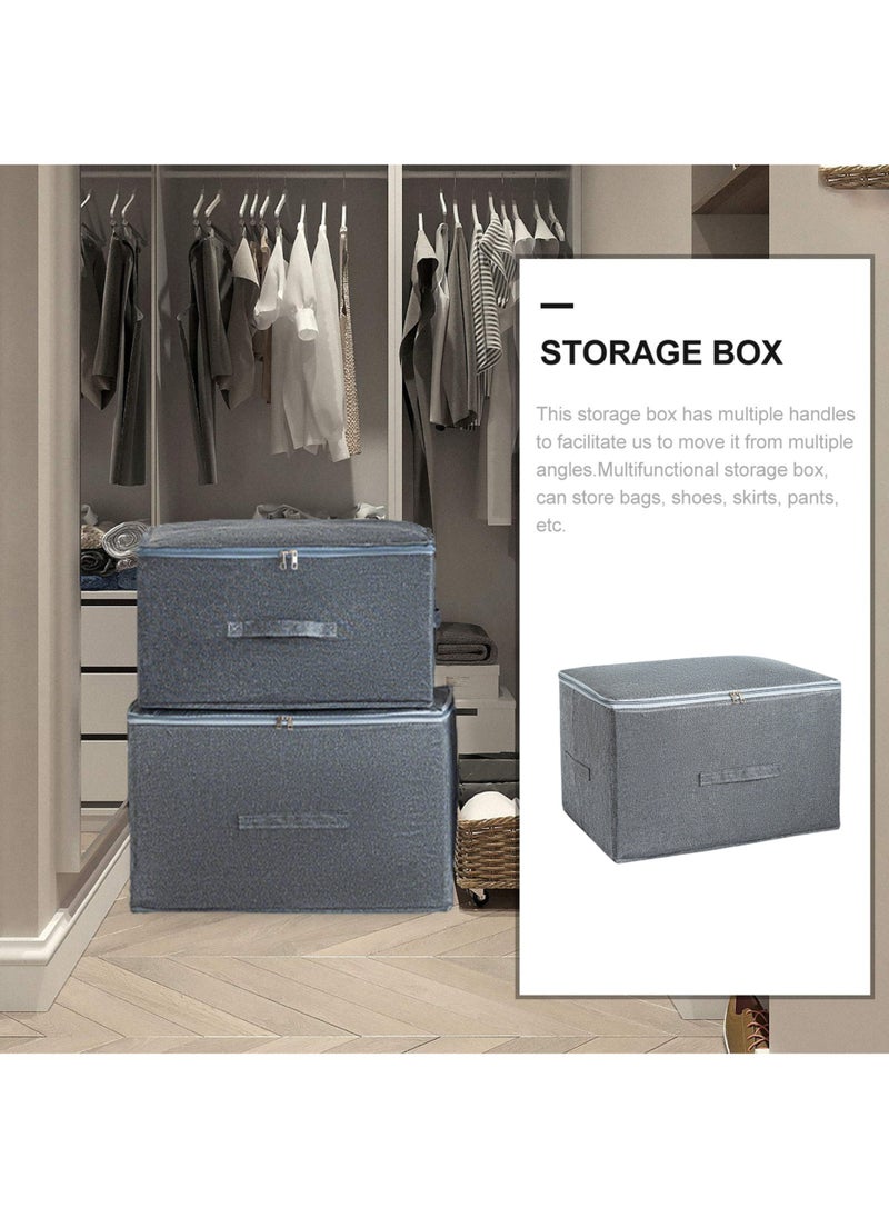 Jourvent - 3PCS Storage Boxes with Zipper Lid Storage Boxes PP Plastic Board Foldable Home Storage Boxes with Lids, Basket Wardrobe Clothes Organizing Containers - Gray, Large Size 45 x 35 x 26 cm - Image 1