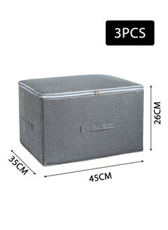 Jourvent 3PCS Storage Boxes with Zipper Lid Storage Boxes PP Plastic Board Foldable Home Storage Boxes with Lids, Basket Wardrobe Clothes Organizing Containers - Gray, Large Size 45 x 35 x 26 cm  - Image 2