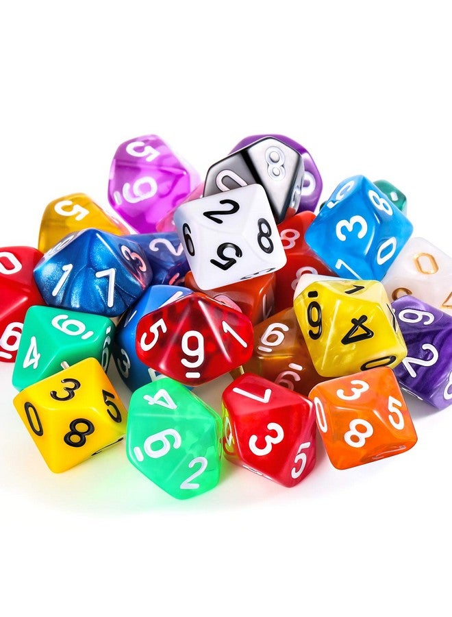 TecUnite TecUnite 25 Pieces Polyhedral Dice Set with Black Pouch for Other Table Games with Random Multi Colored Assortment (Mix Color,10 Side)  - Image 1
